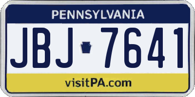 PA license plate JBJ7641