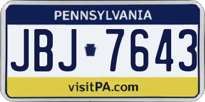 PA license plate JBJ7643