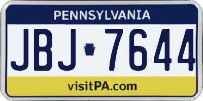 PA license plate JBJ7644
