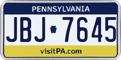 PA license plate JBJ7645