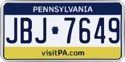 PA license plate JBJ7649