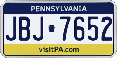 PA license plate JBJ7652