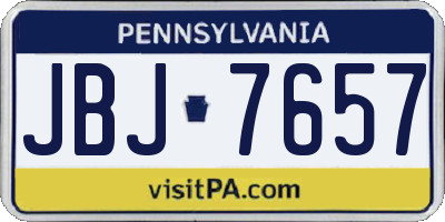 PA license plate JBJ7657