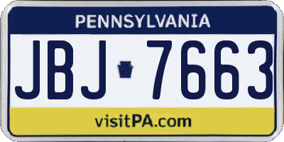 PA license plate JBJ7663