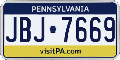 PA license plate JBJ7669