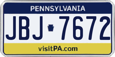 PA license plate JBJ7672