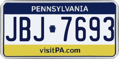 PA license plate JBJ7693