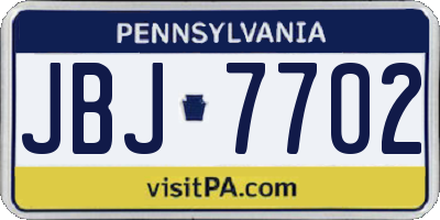 PA license plate JBJ7702