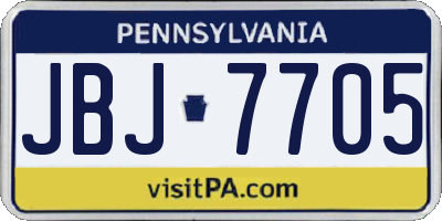 PA license plate JBJ7705