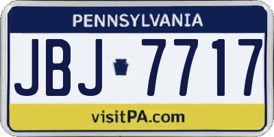 PA license plate JBJ7717