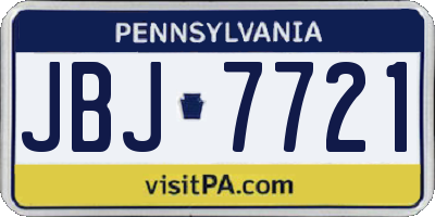 PA license plate JBJ7721