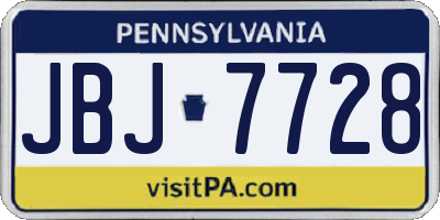 PA license plate JBJ7728