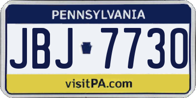 PA license plate JBJ7730