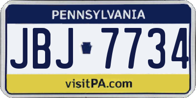 PA license plate JBJ7734