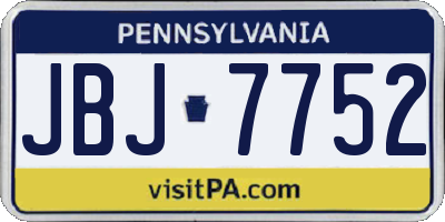 PA license plate JBJ7752