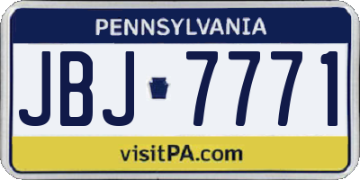 PA license plate JBJ7771