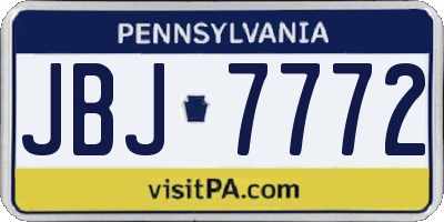 PA license plate JBJ7772