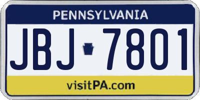 PA license plate JBJ7801