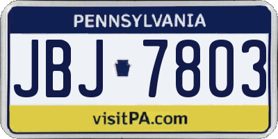 PA license plate JBJ7803