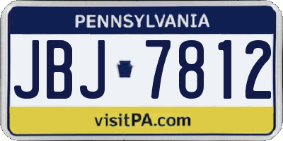 PA license plate JBJ7812