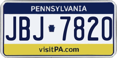 PA license plate JBJ7820