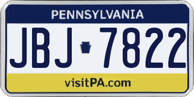 PA license plate JBJ7822