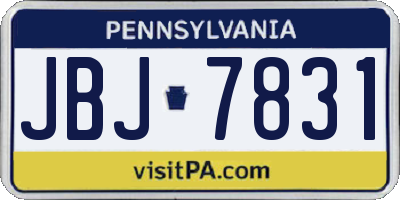 PA license plate JBJ7831