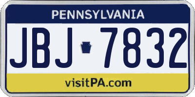 PA license plate JBJ7832