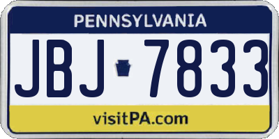 PA license plate JBJ7833