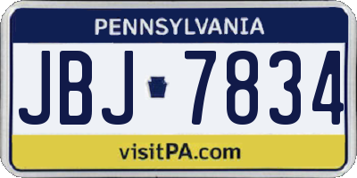 PA license plate JBJ7834