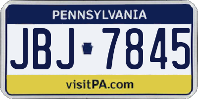 PA license plate JBJ7845