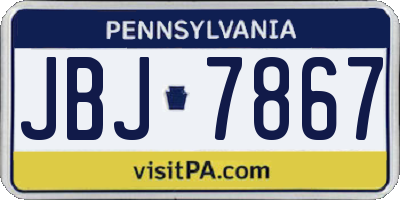 PA license plate JBJ7867