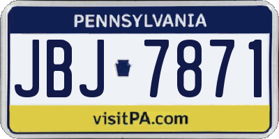 PA license plate JBJ7871