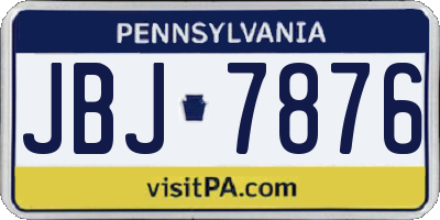 PA license plate JBJ7876