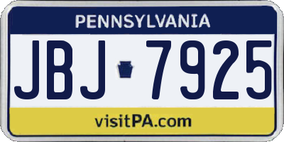 PA license plate JBJ7925