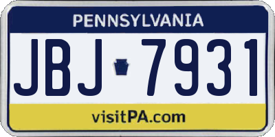 PA license plate JBJ7931