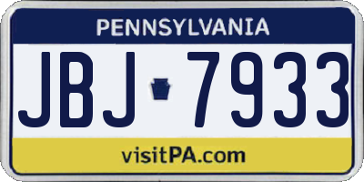PA license plate JBJ7933
