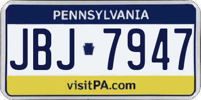 PA license plate JBJ7947