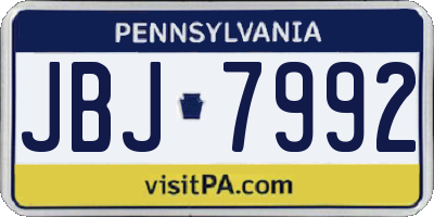 PA license plate JBJ7992