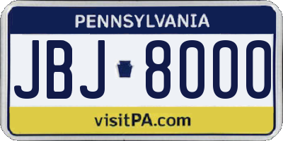 PA license plate JBJ8000