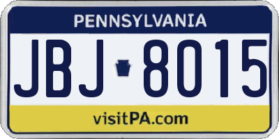 PA license plate JBJ8015