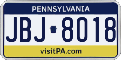PA license plate JBJ8018