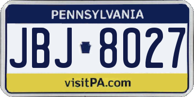 PA license plate JBJ8027
