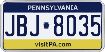PA license plate JBJ8035