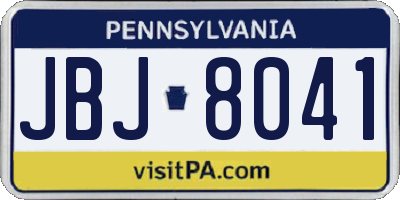 PA license plate JBJ8041