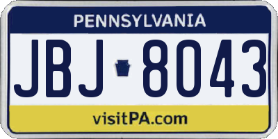 PA license plate JBJ8043