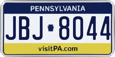 PA license plate JBJ8044