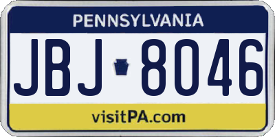 PA license plate JBJ8046
