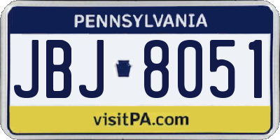 PA license plate JBJ8051