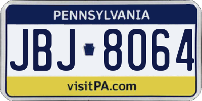 PA license plate JBJ8064